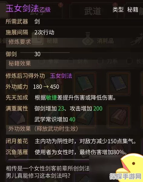 武林秘籍中极玉女剑修炼秘籍大揭秘